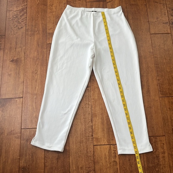 Anthropology Lynn LR Ritchie ribbed Stretch High Rise Cropped White Pants Size L - Picture 4 of 12